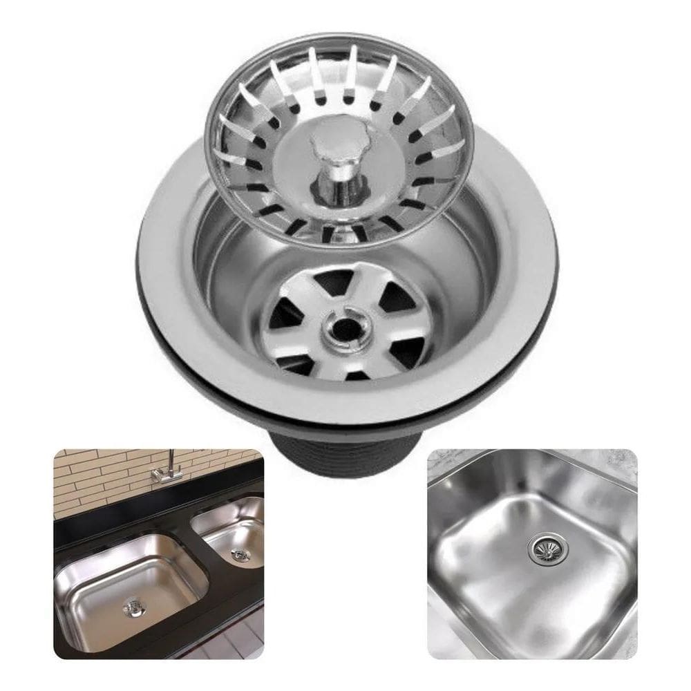 2X Válvula Americana De Inox Pia Cozinha Cuba 3 1/2 + Cestin