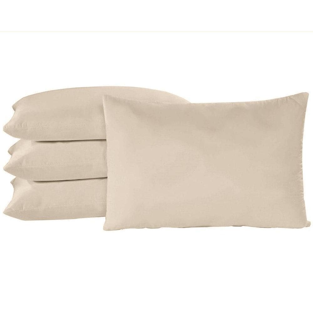 Kit 4 Fronhas Bege Algodão Percal 150 Fios Para Travesseiros