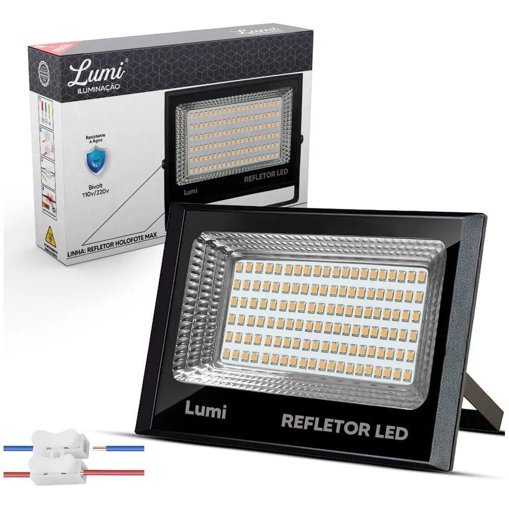 2X Refletor Amarelado Led 200W Lumi Cor Da Carcaça Preto Cor