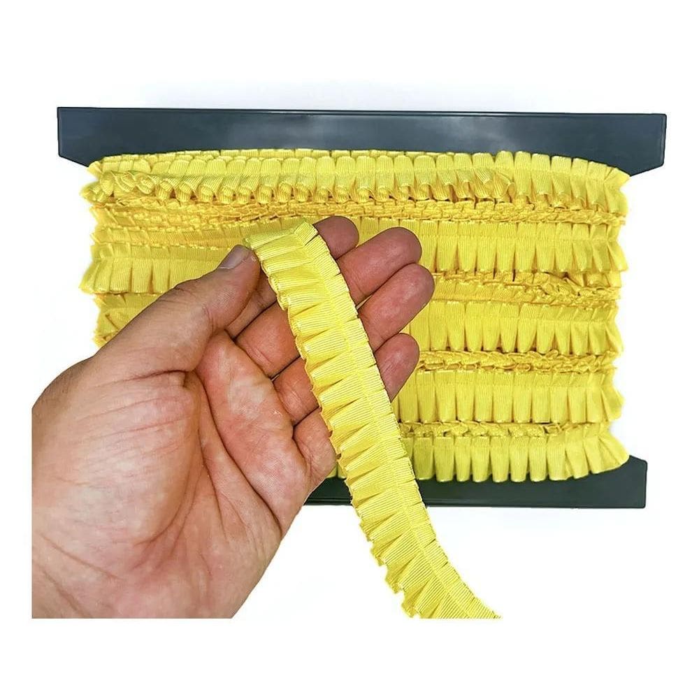 2X 10M Fita Gorgurão Drapeada 22Mm Babadinho Renda Franzida