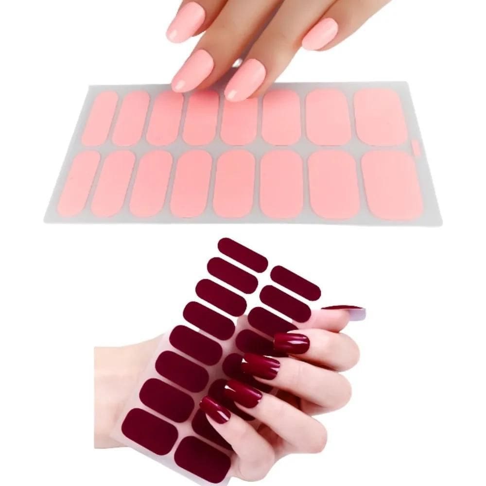 Kit 2 Cartelas Adesivo Película Esmalte Para Unhas Cor Lisa