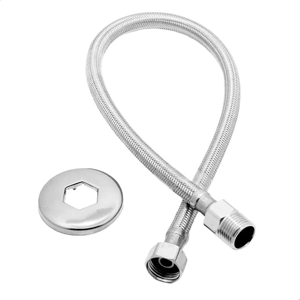 2X Mangueira Engate Flexível Aço Inox 40 Cm 1/2 Entrada Acab