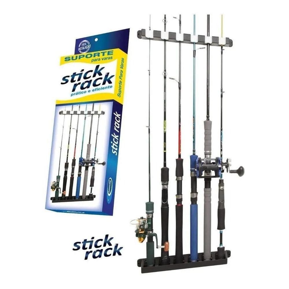 2X Suporte Organizador Parede Stick Rack 6 Varas Pesca Cardu