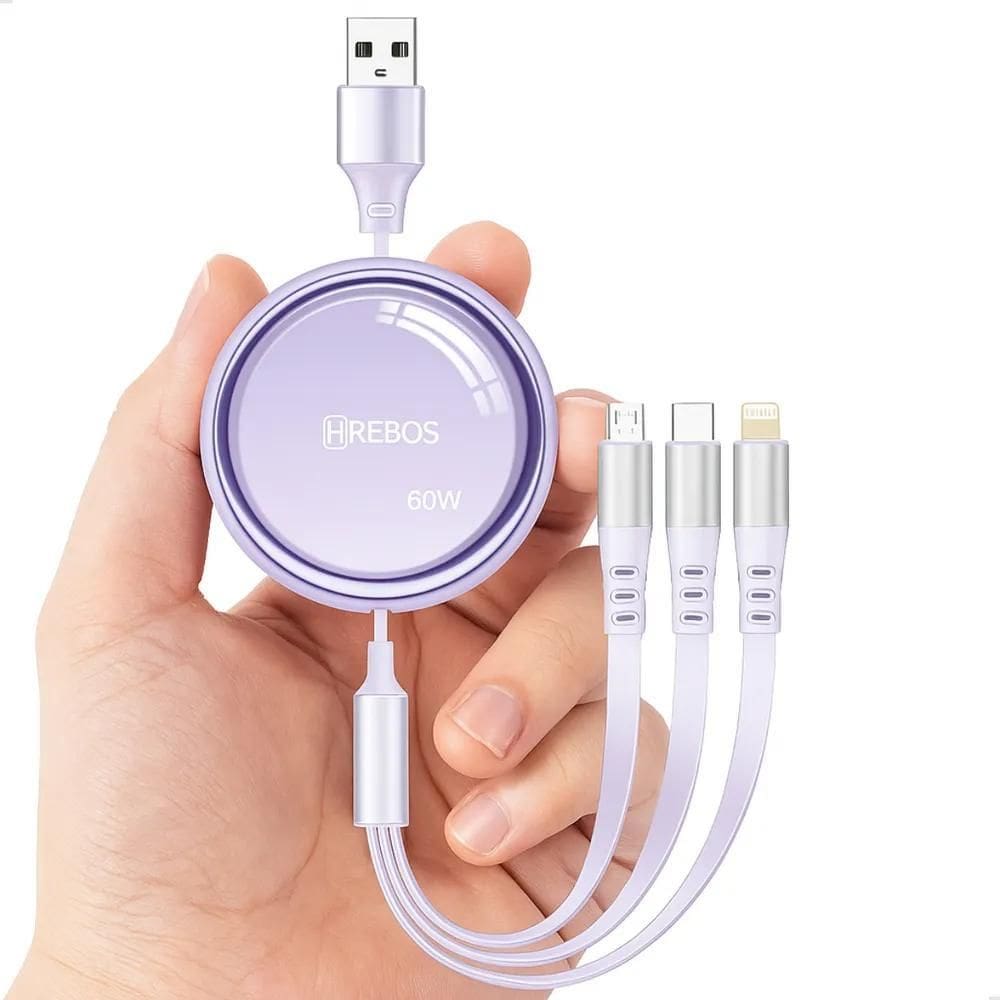 2X Cabo Carregador Multi Usb 3 Em 1 Ultra Rápido Universal