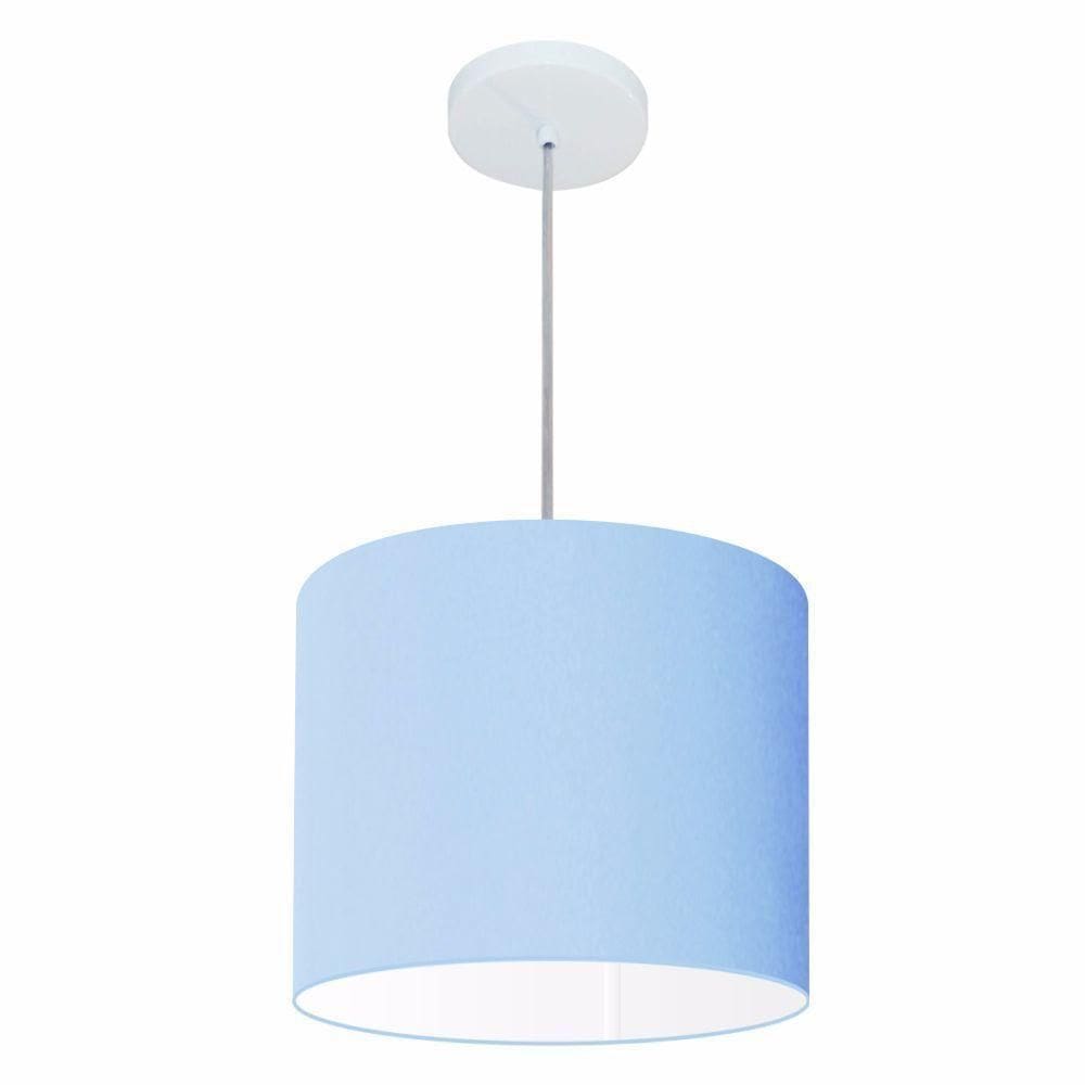 Lustre Pendente Cilíndrico Free Lux Para Mesa De Jantar, Sala, Quarto, Churrasqueira E Balcão. Azul-bebê Tam: 30x21cm