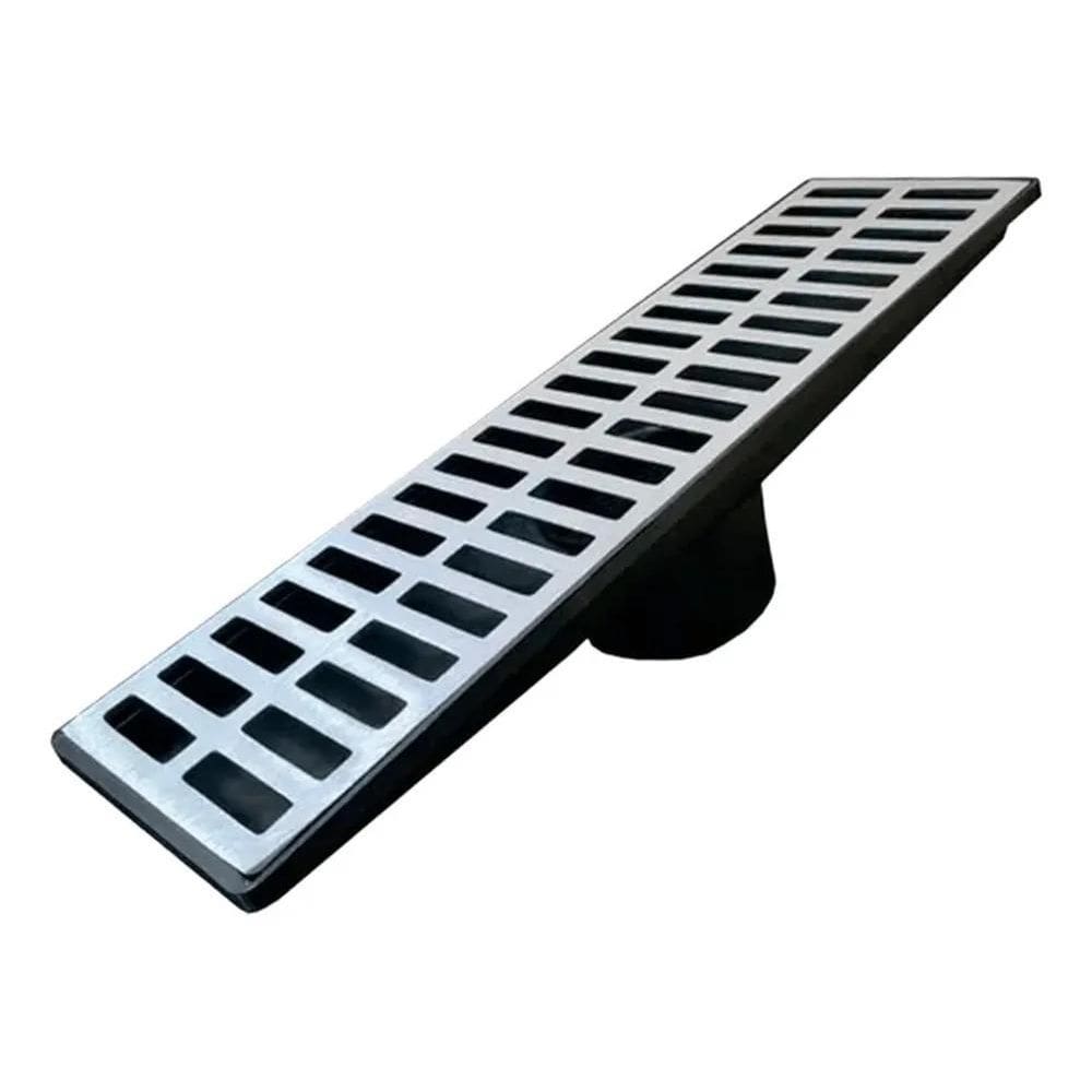2X Ralo Linear 15X50Cm Grelha Aluminio + Coletor Agua Pluvia