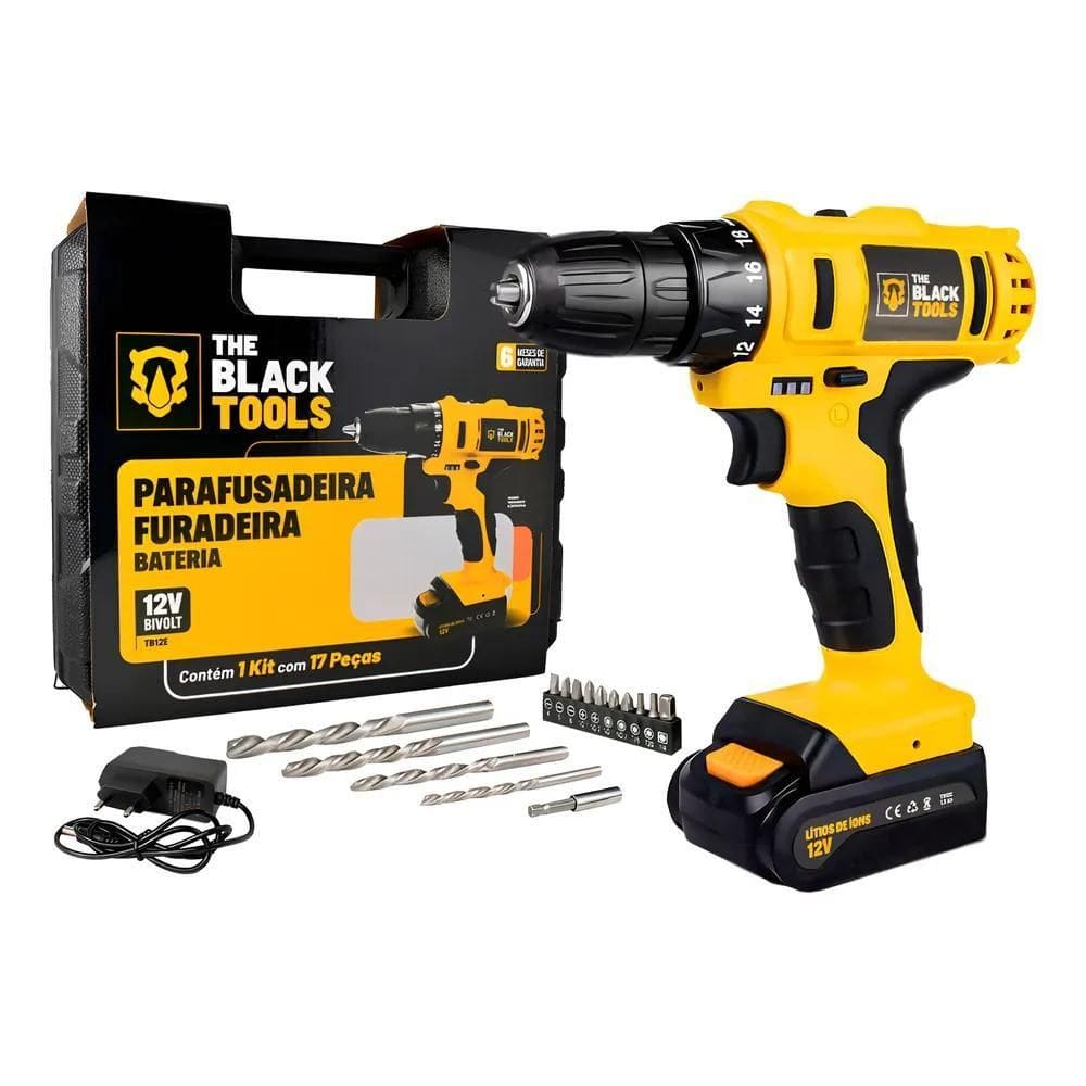 Parafusadeira Furadeira Sem Fio 12V Com Maleta E Acessórios