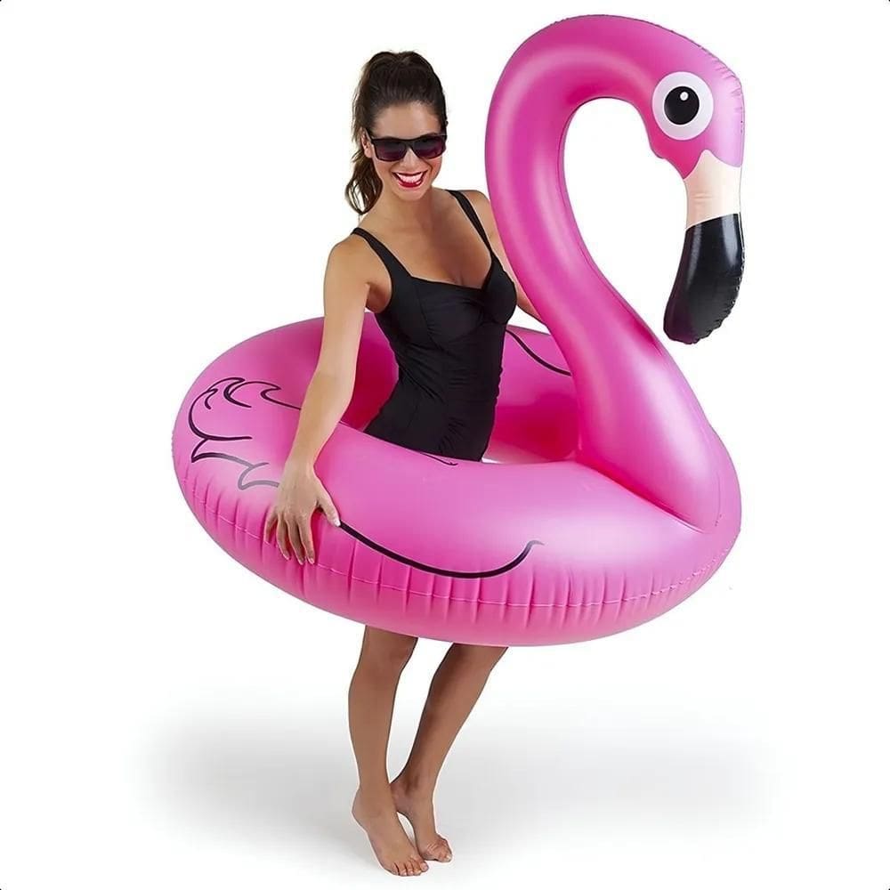 2X Boia Flamingo Rosa Gigante Grande Piscina Inflável 120Cm