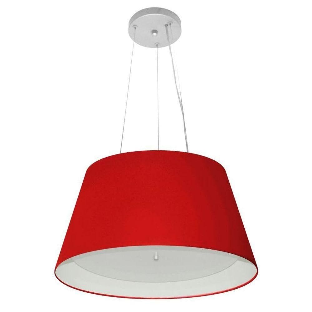Lustre Pendente Cone Vivare Md-4119 Cúpula Em Tecido 21x40x30cm - Bivolt Bordo-branco 127/220v