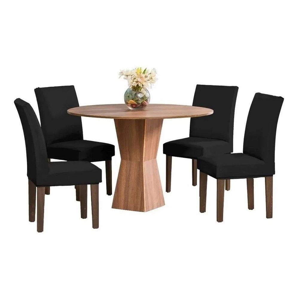 Capa De Cadeira Malha Kit 6 Capas Preta Alice Agarradinha