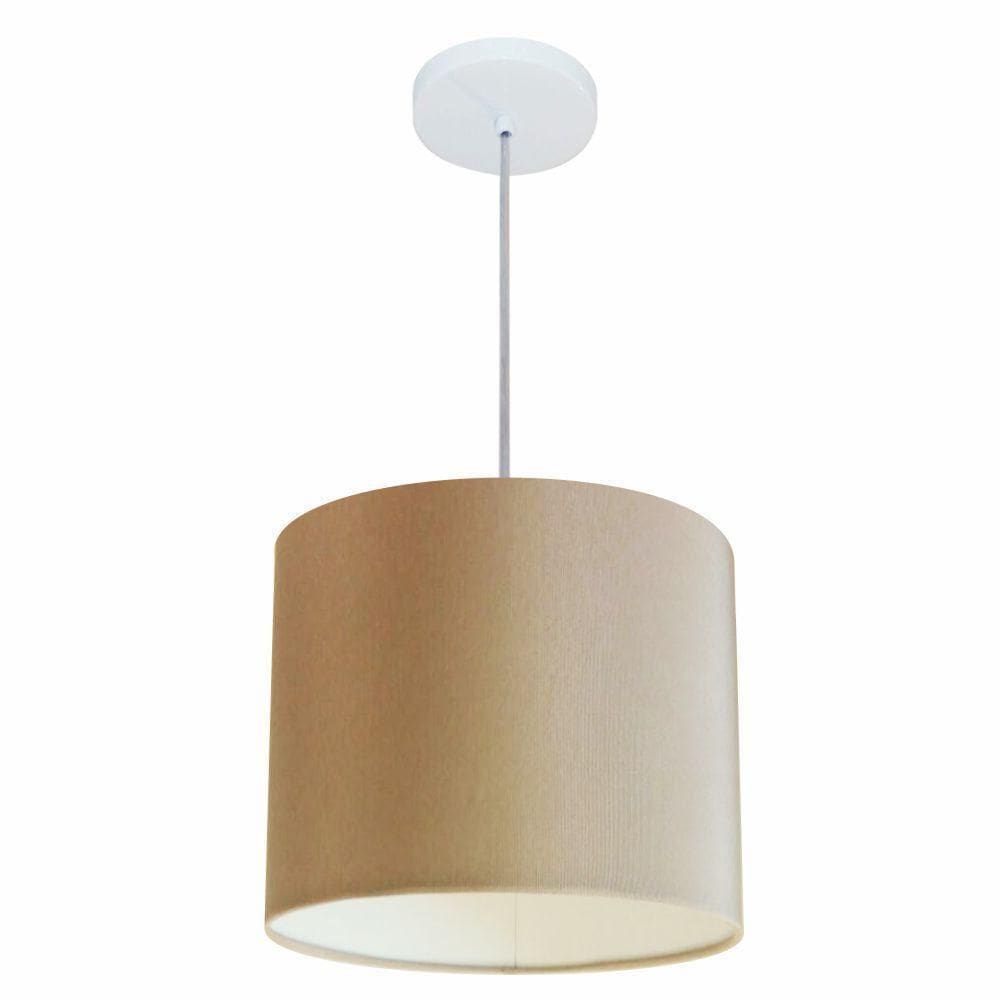 Lustre Pendente Cilíndrico Free Lux Para Mesa De Jantar, Sala, Quarto, Churrasqueira E Balcão. Palha Tam: 30x21cm