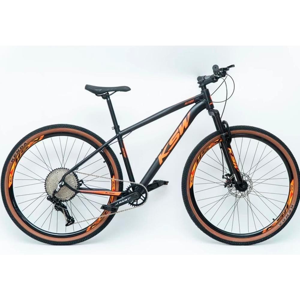 Bicicleta Aro 29 Ksw 12 Vel Alumínio Suspensão 80mm Freios A Disco Preto Fos -ad Laranja 15