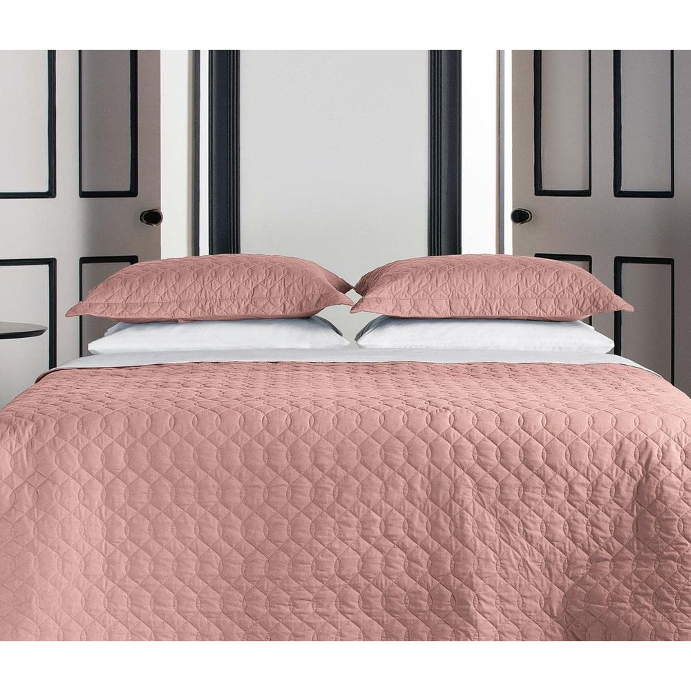 Kit Colcha King 180 Fios 100% Algodão Matelado Rosa