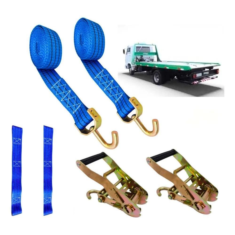 2X Kit 2 Conjuntos Cinta Catraca Para Amarração Guincheiro 3