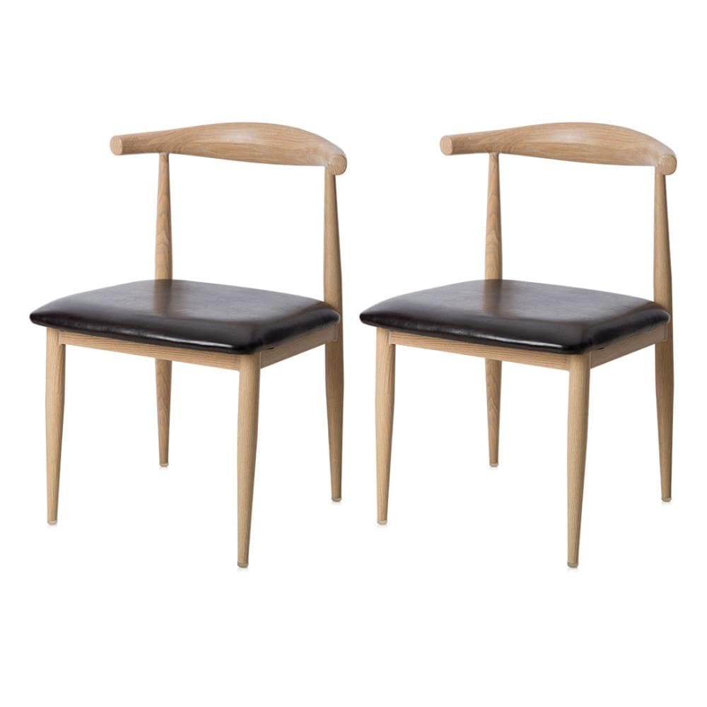 Kit 2 Cadeiras ANM6610F Elbow Chair Carina Anima Office Assento PU Preto Estrutura Aço Simulando Mad