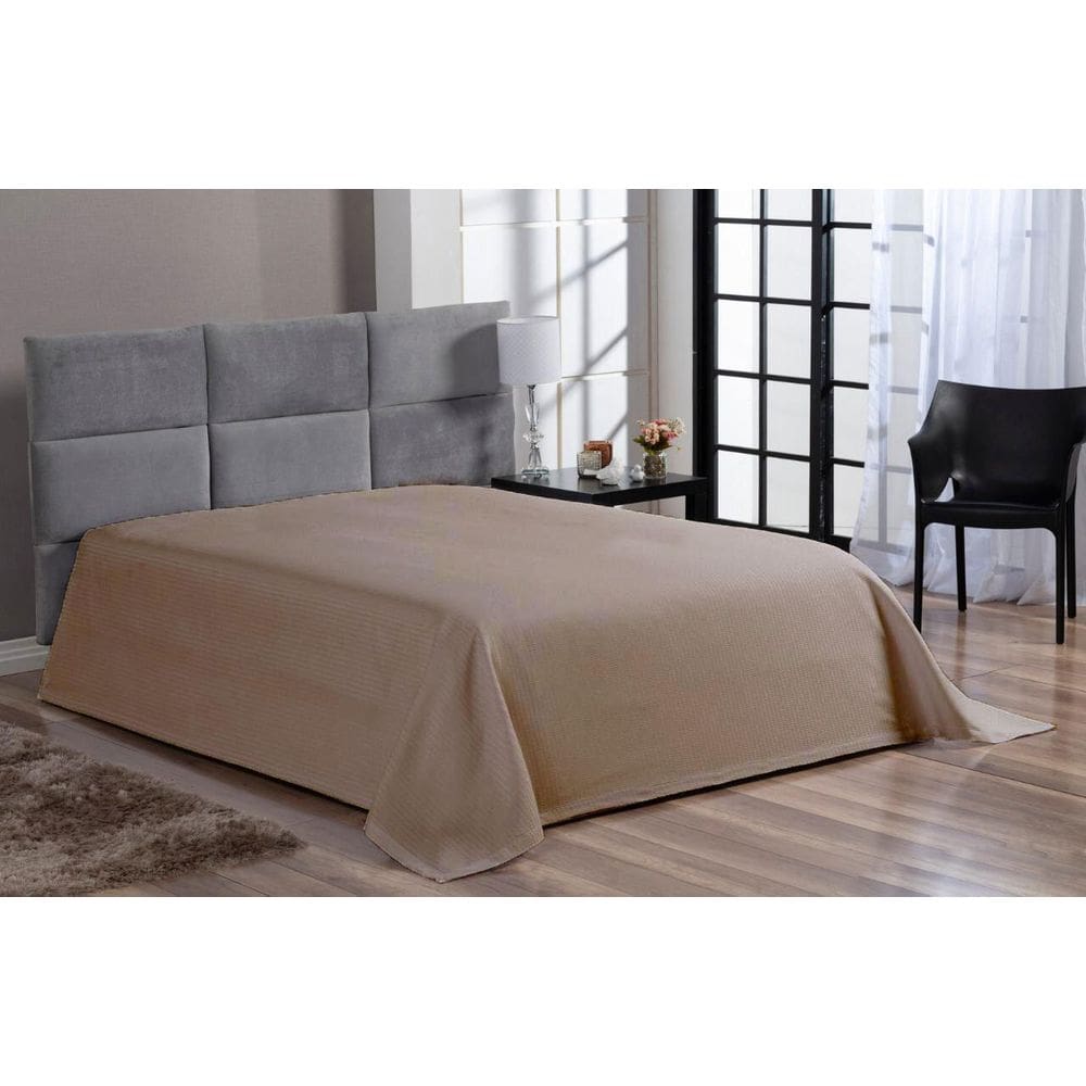 Cobre Leito Colcha Piquet Liso Casal Queen Bege Avulso