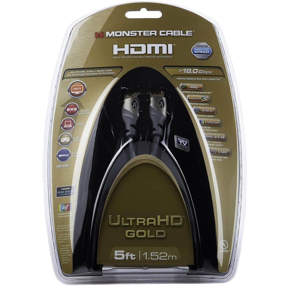 Cabo HDMI Monster Gold Advanced de alta velocidade de 1,5 m com Ethernet