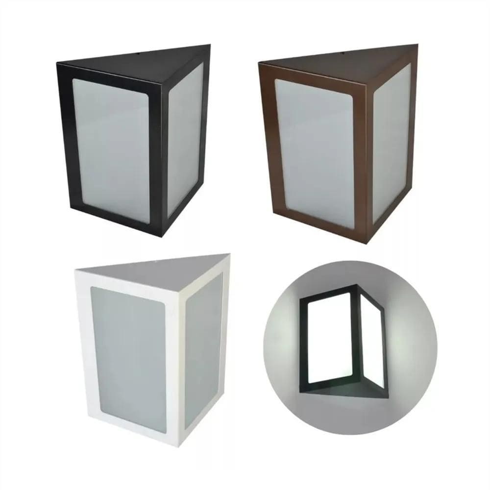 2X Arandela Triângulo Alumínio 2 Vidros Externa E27 Parede M