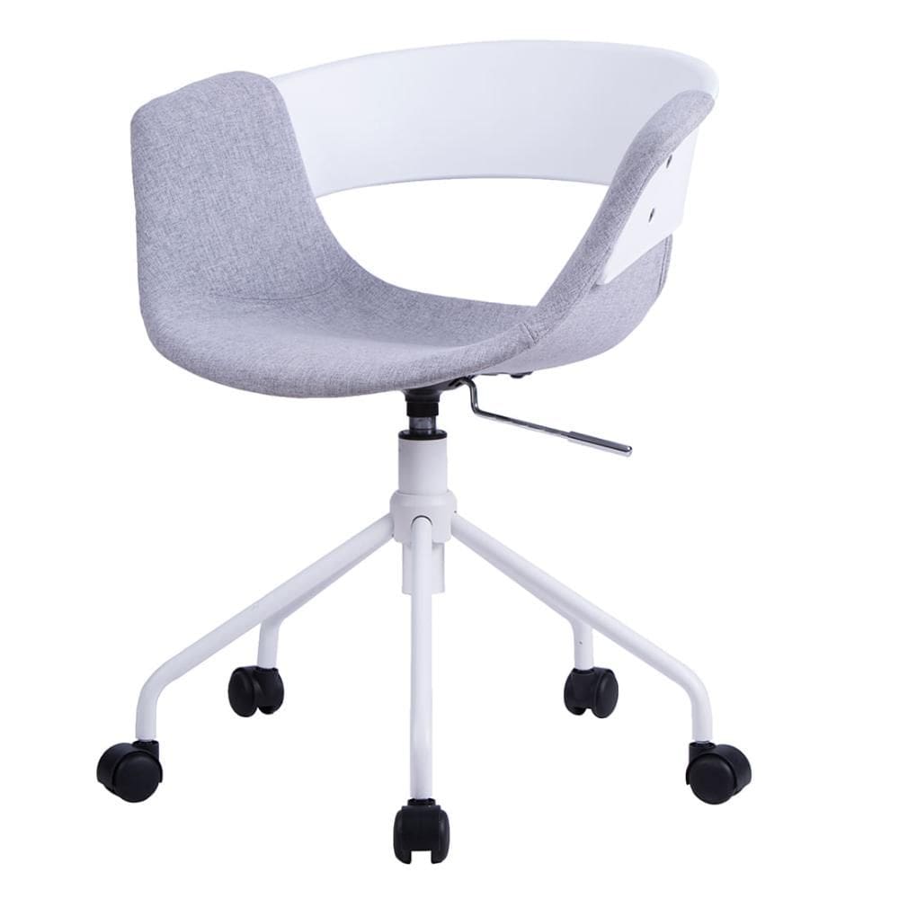 Cadeira ANM6711S Turim Nicole Anima Office PP Branco Revestida Tecido Cinza Base Rodízio Branco