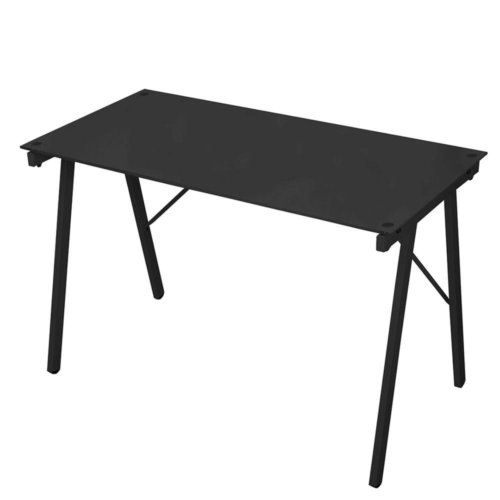 Escrivaninha ANM2004M Anima Office Tampo de Vidro Preto 113 x 58 cm Base Metal Pintura Époxi Preta