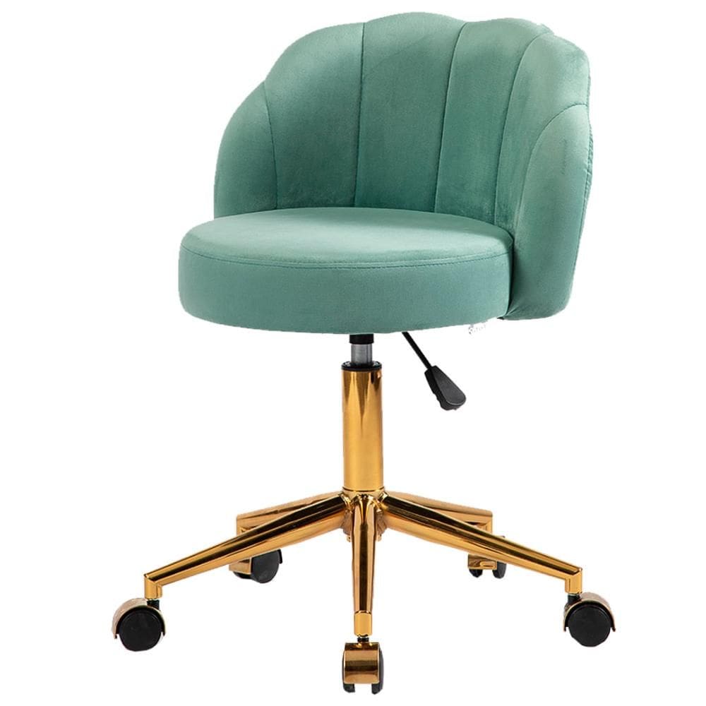 Cadeira ANM9700S Petala Anima Office Revestida em Veludo Verde Base Rodízio Dourado