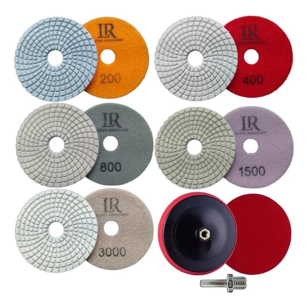 5 Lixa Diamantada Polir Mármore Granito Suporte E Adaptador