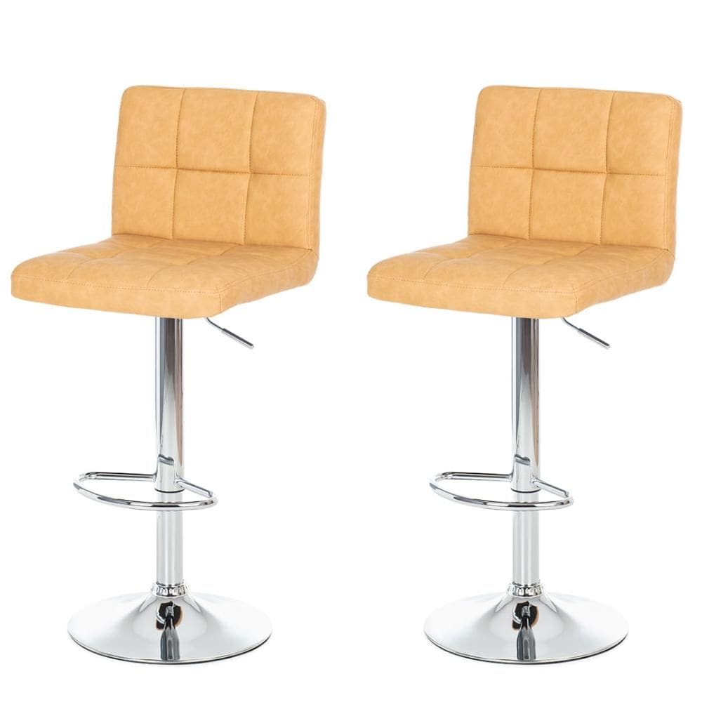 Kit 2 Banqueta Giratória ANM2800B Gomos Confort Anima Office Estofada em PU Caramelo Base Cromada