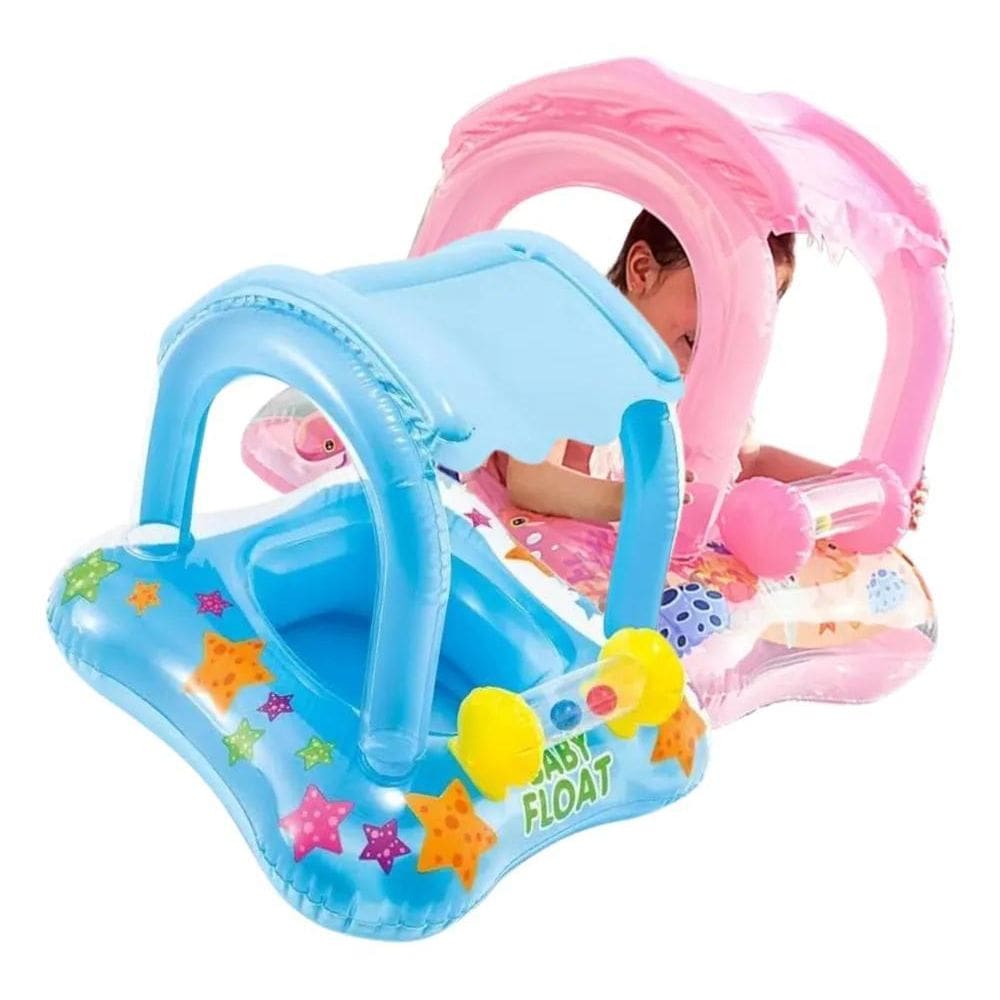 2X Boia Bebe Com Cobertura Modelo Infantil Praia Piscina