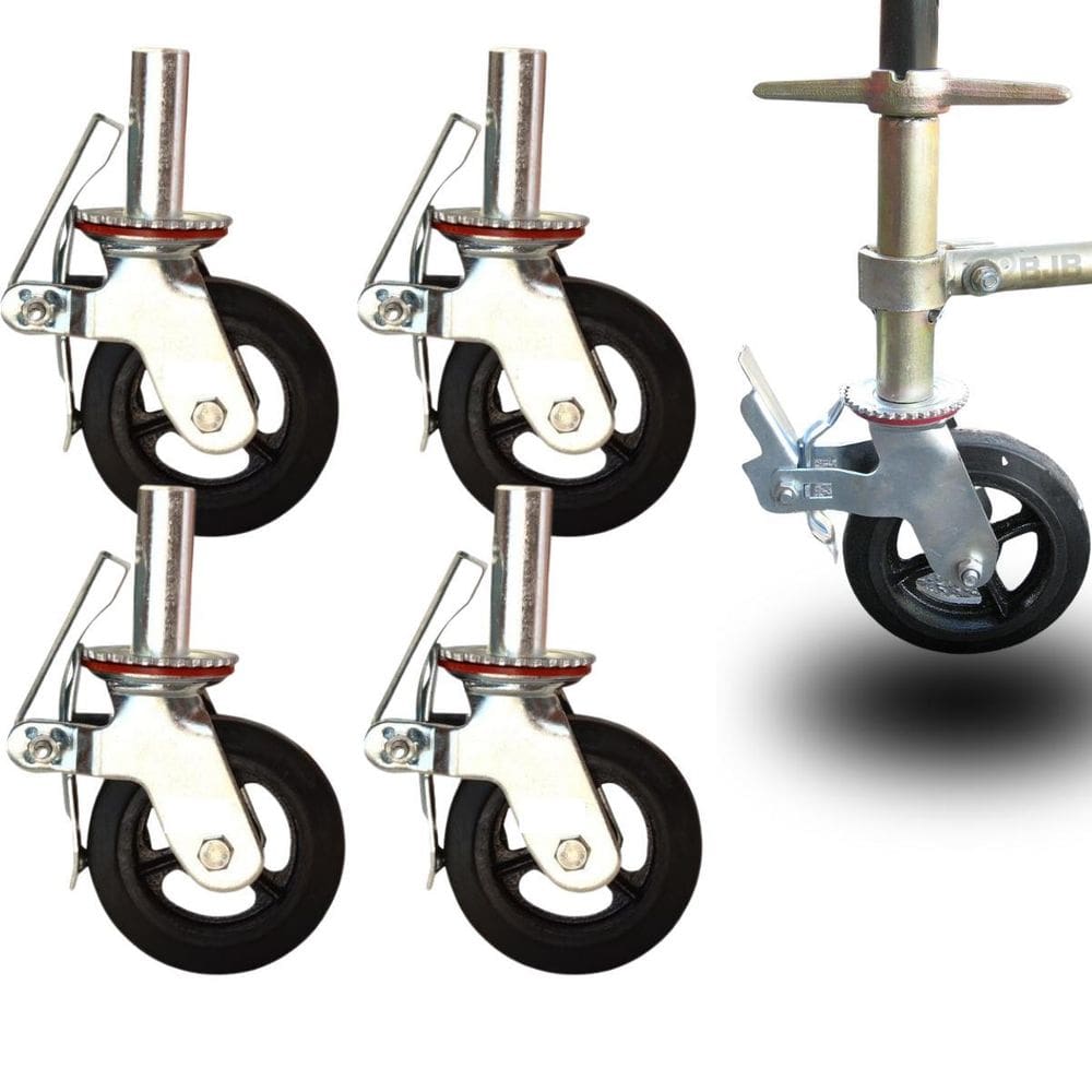 4 Rodizio Rodas Borracha Giratoria Plataforma Com Trava