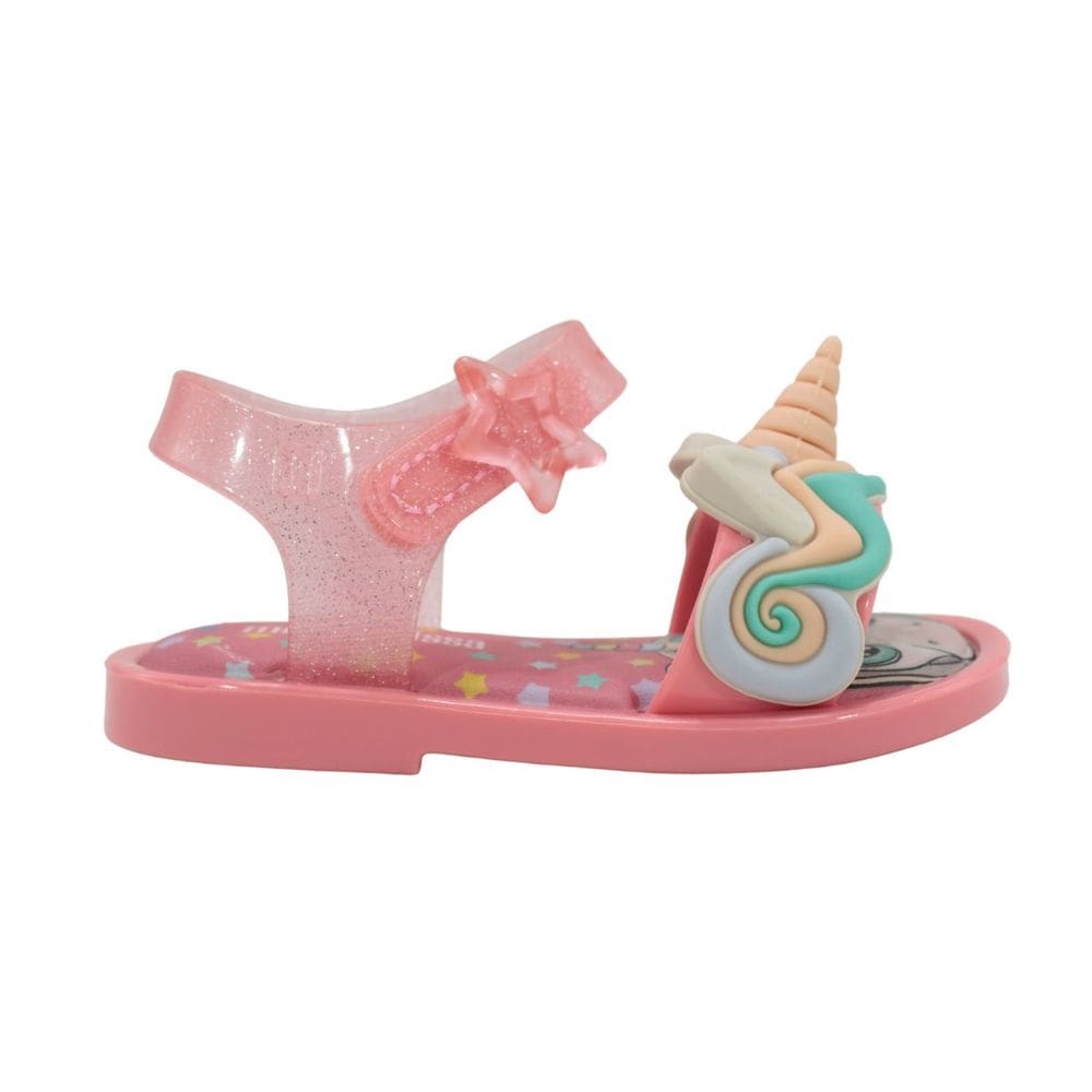 Sandália Mini Melissa Mar Sandal Uni Baby Rosa/Rosa Glitter