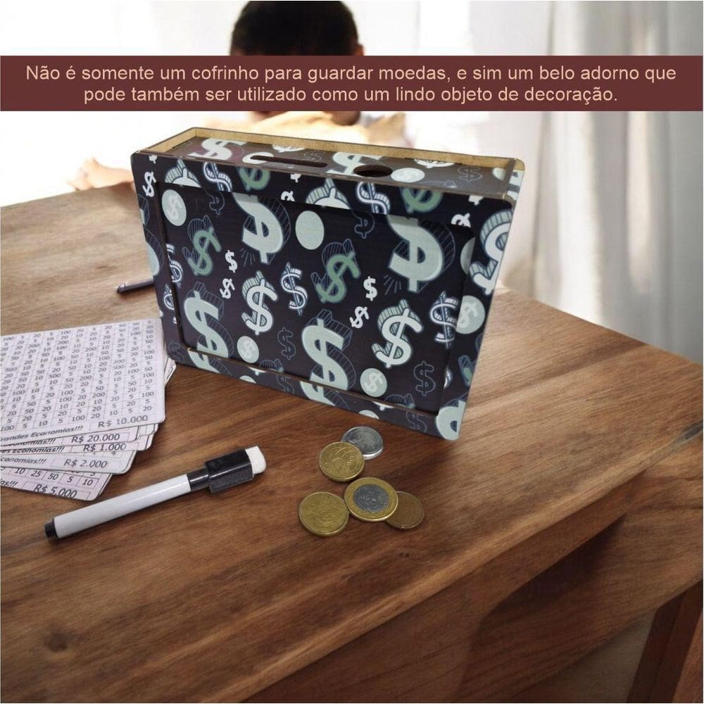 Cofre Caixa Dinheiro Wood Box Japone Kakebo Desafio Dinblack