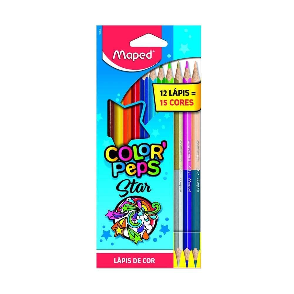 Lápis De Cor Maped Color`Peps Star 12+3Duo 15 Cores