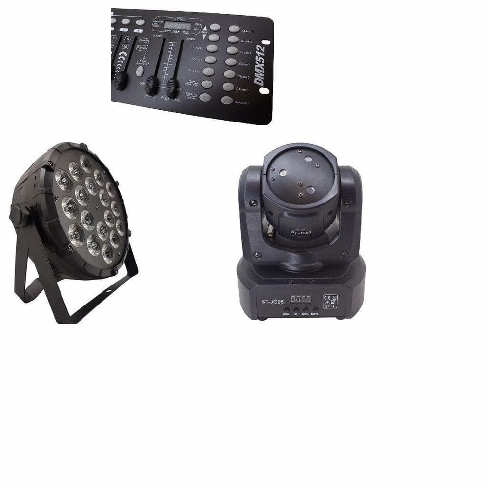 Kit 1 Par Led Slim 18X12W Full+ 1 Laser Beam Rgb 60W+Dmx 512