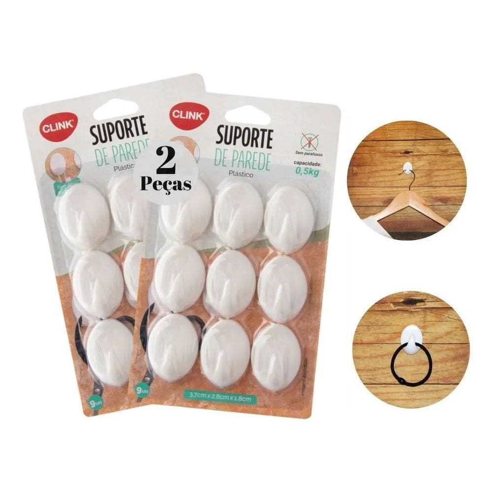 2X Kit 18 Gancho Parede Suporte Resistente Cola Cabide Multi