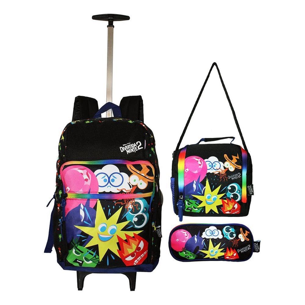 Kit Mochila Divertidamente Rodnhas Infanti Escolar Lancheira