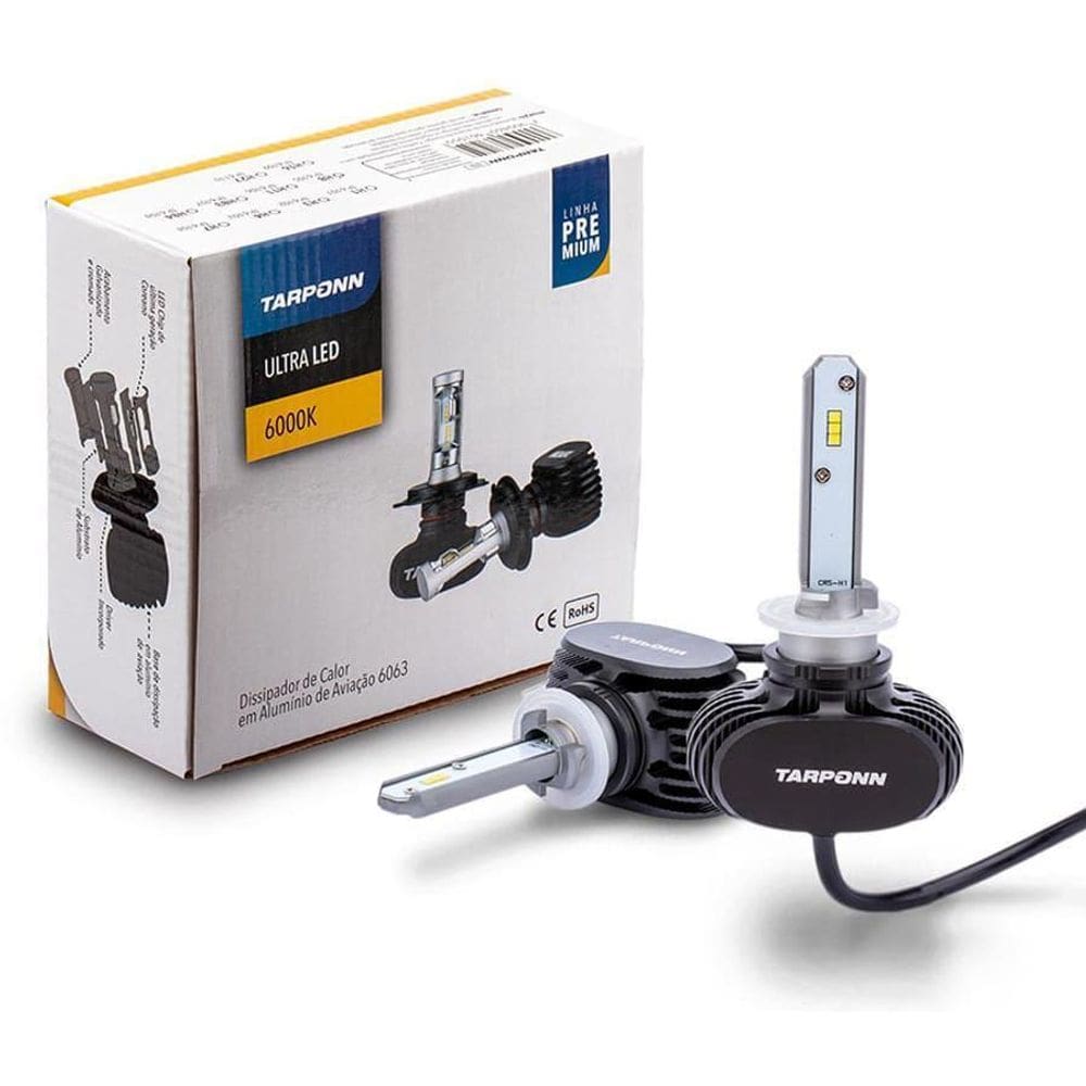 Kit Lampada Ultra Led Premium 6000K Tarponn H27 8000Lm 40W