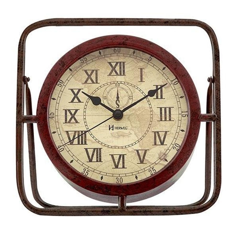 Relógio Mesa Clássico Retrô Mapa Herweg 6487-115