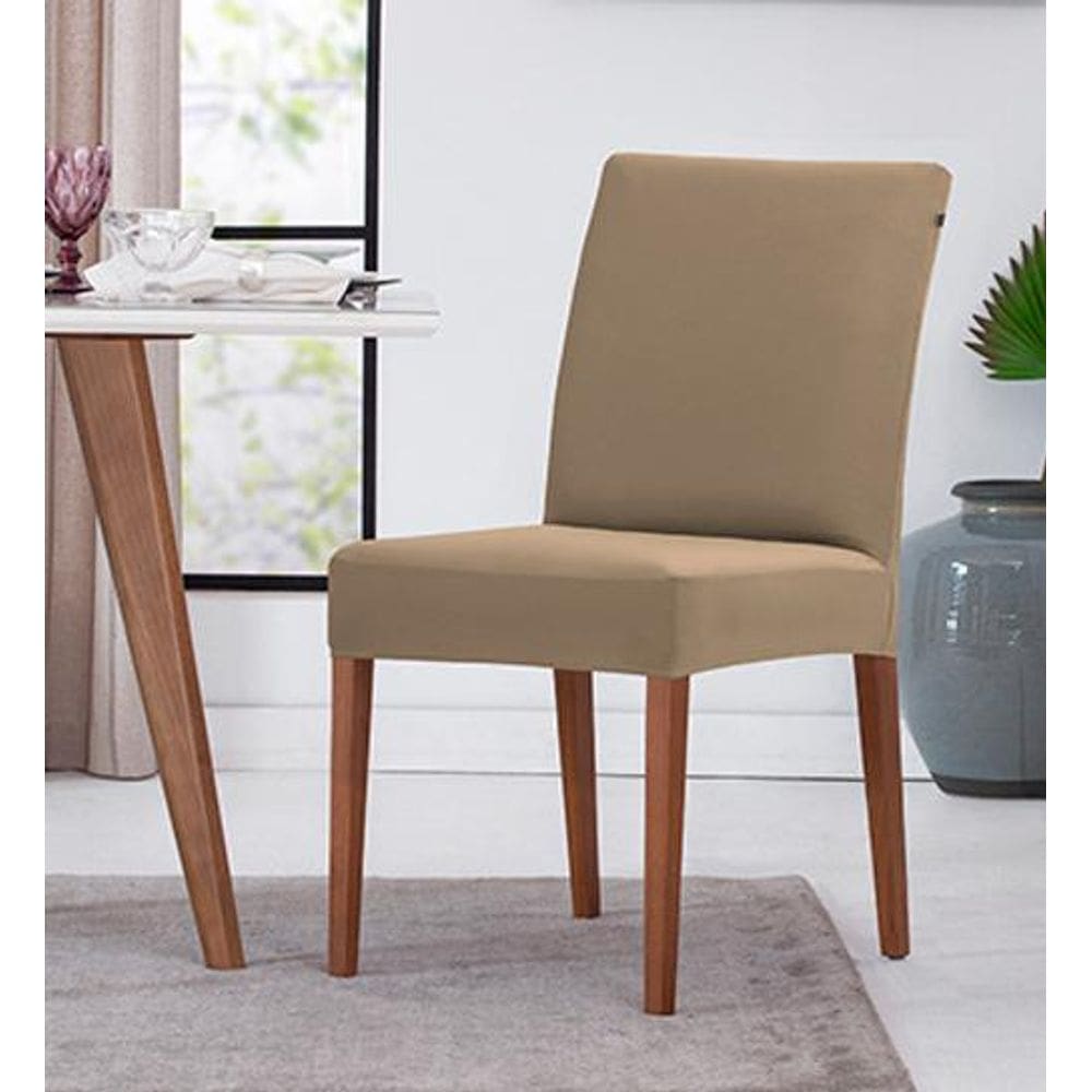 Jogo Com 2 Capas De Cadeira Em Malha Adomes Bege