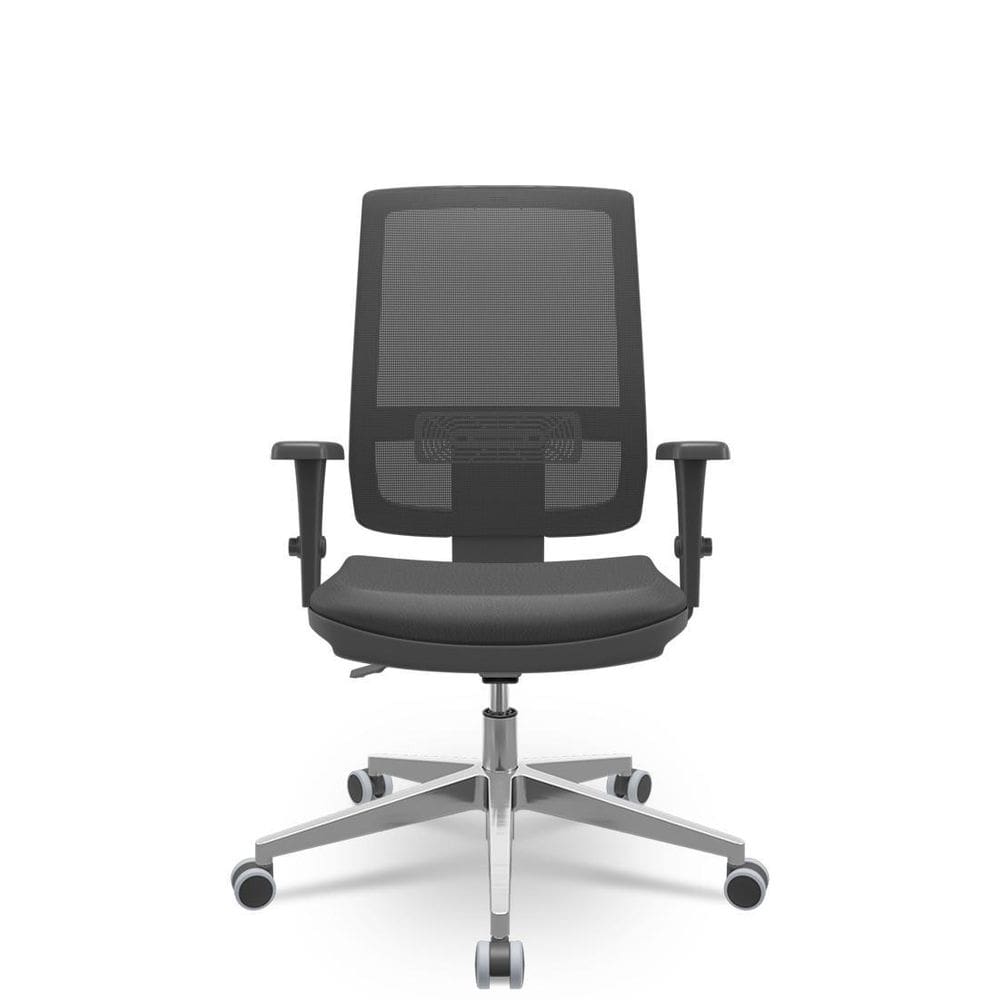 Cadeira Brizza Tela 3D Backplax Aluminio - Sintético Preto