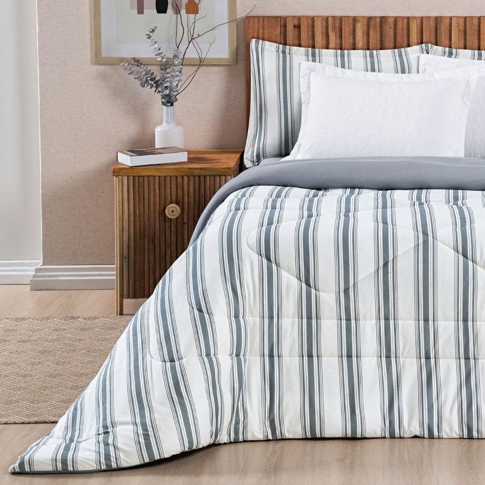 Kit Roupa Cama Edredom Super King Scarlett 100% Algodao