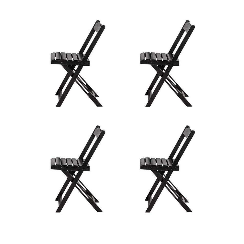 Conjunto 4 Cadeiras Dobráveis Pretas 76cm -