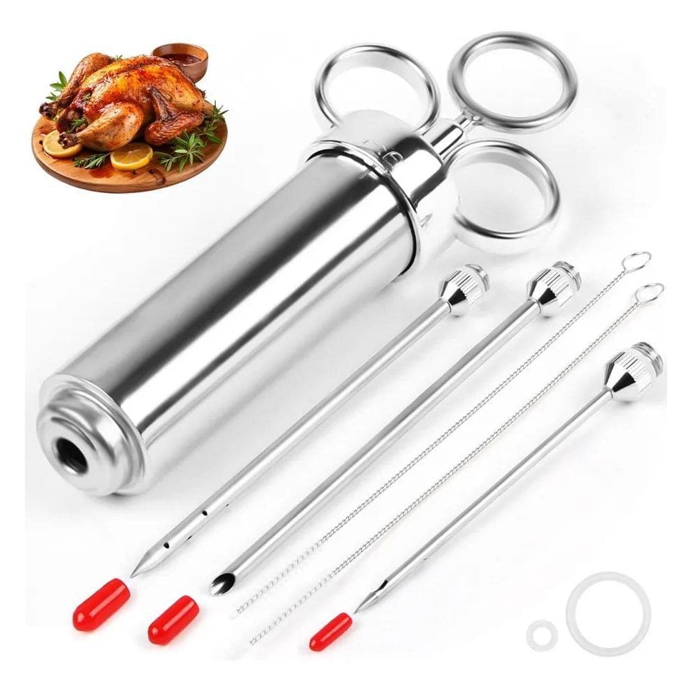 2X Seringa Injetora De Temperos Profissional Carnes Aço Inox