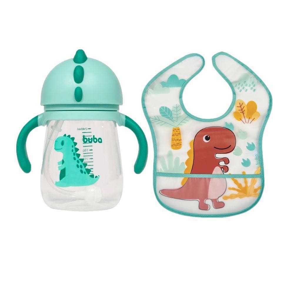Kit Copo E Babador Bebe Infantil Crianças Água Suco