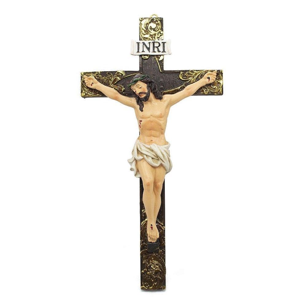 Crucifixo De Parede Importado Resina 25 Cm