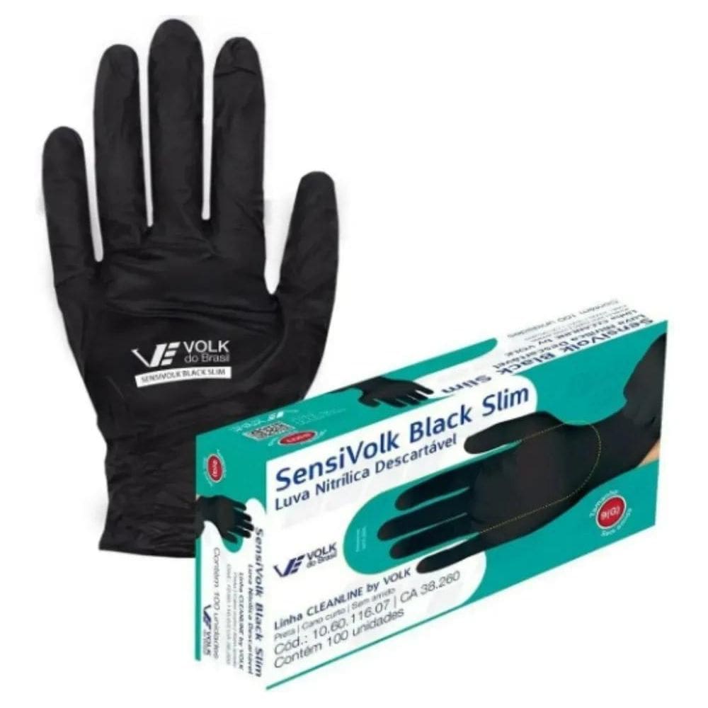 2X Luva Nitrílica Sensi Black Slim Caixa C/100 Unidades - Vo