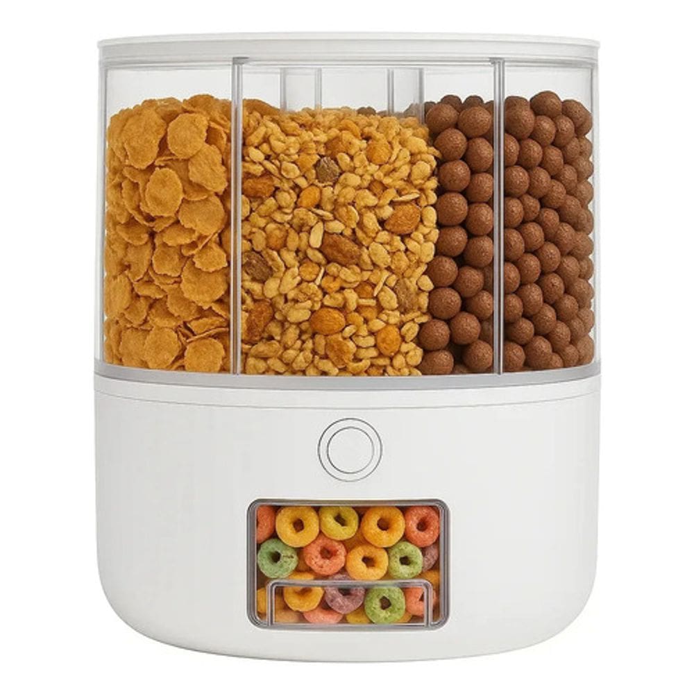 Dispenser Para Cereais Porta Cereal Giratorio 6 Divisorias Branco