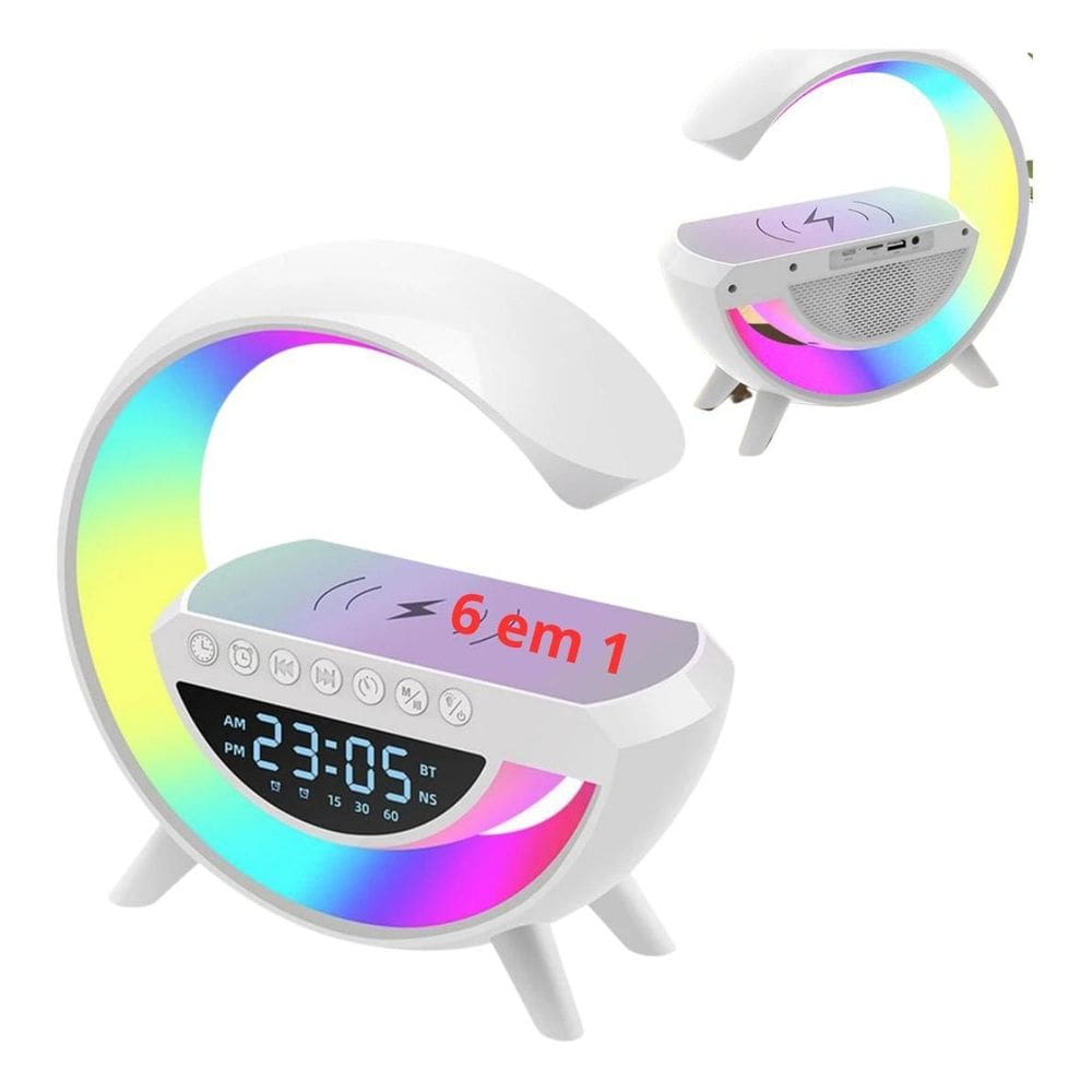 G Speak Speaker Luminaria Som E Carregamento Indução Relogio