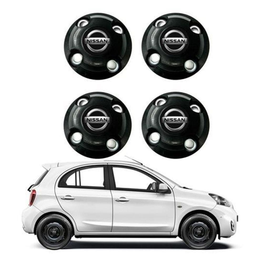 Jogo 4 Calota Miolo Centro Roda Ferro Nissan March Versa