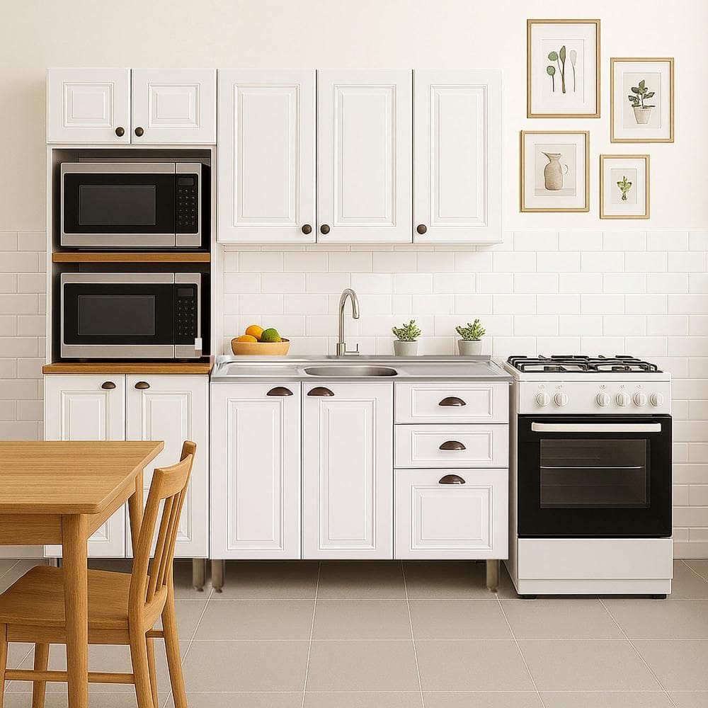 Cozinha Americana 3 Peças Com Torre Quente Branco Amoudi Móveis