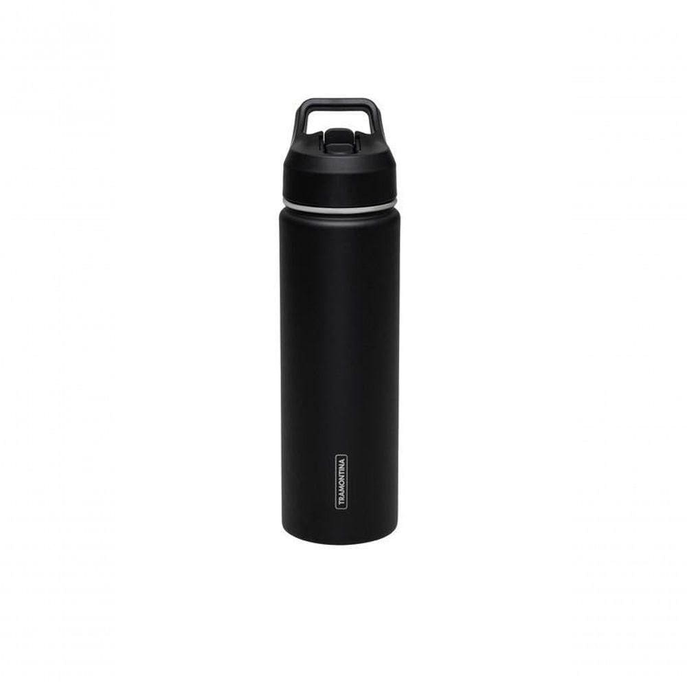 Garrafa Térmica Tramontina Aço Revestido Preta Com Canudo 650ml